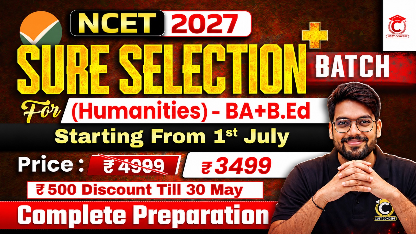 NCET 2027 | Sure Selection Plus Batch (BA+B.Ed) Complete Preparation NCET 2027 | [Starting From 1 July]