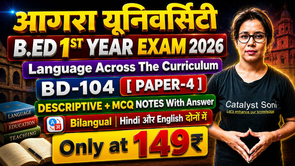Language across the Curriculum (Paper-4) Descriptive+MCQ Notes B.ed 1st Year 2026