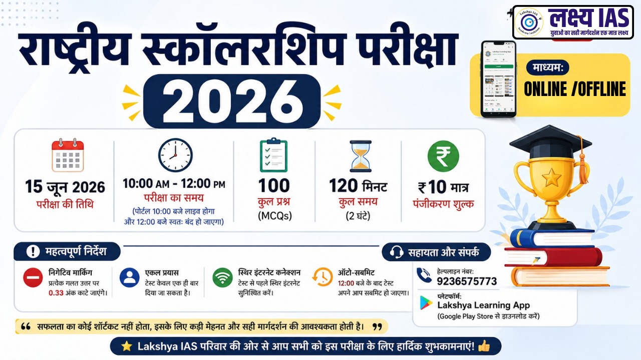राष्ट्रीय स्कॉलरशिप परीक्षा 15 जून 2026 (₹10 रजिस्ट्रेशन)