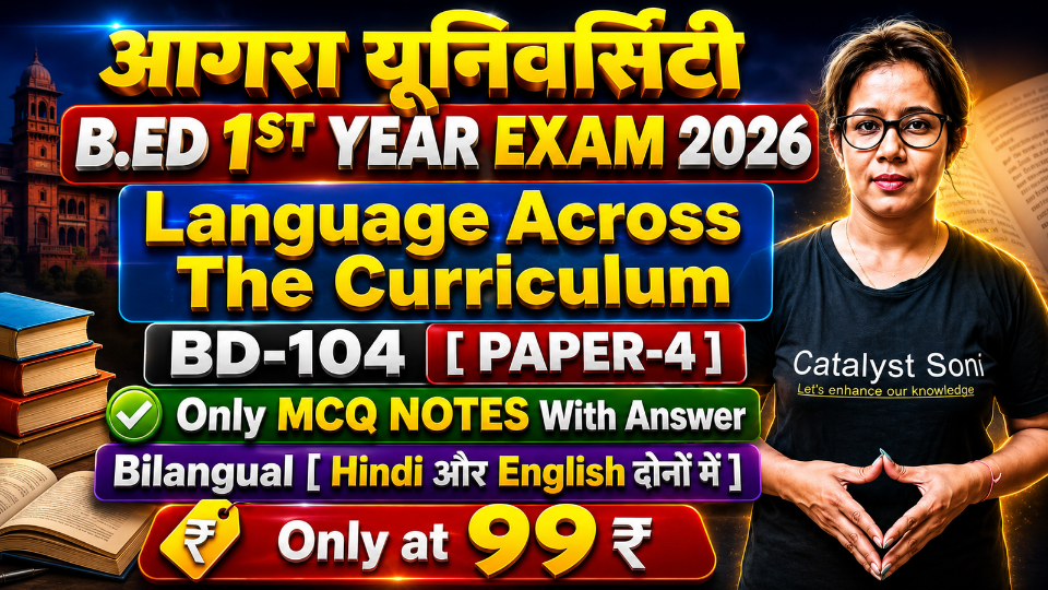 Language Across the Curriculum(Paper-4) MCQ Notes Agra B.ed 1st Year Exam 2026