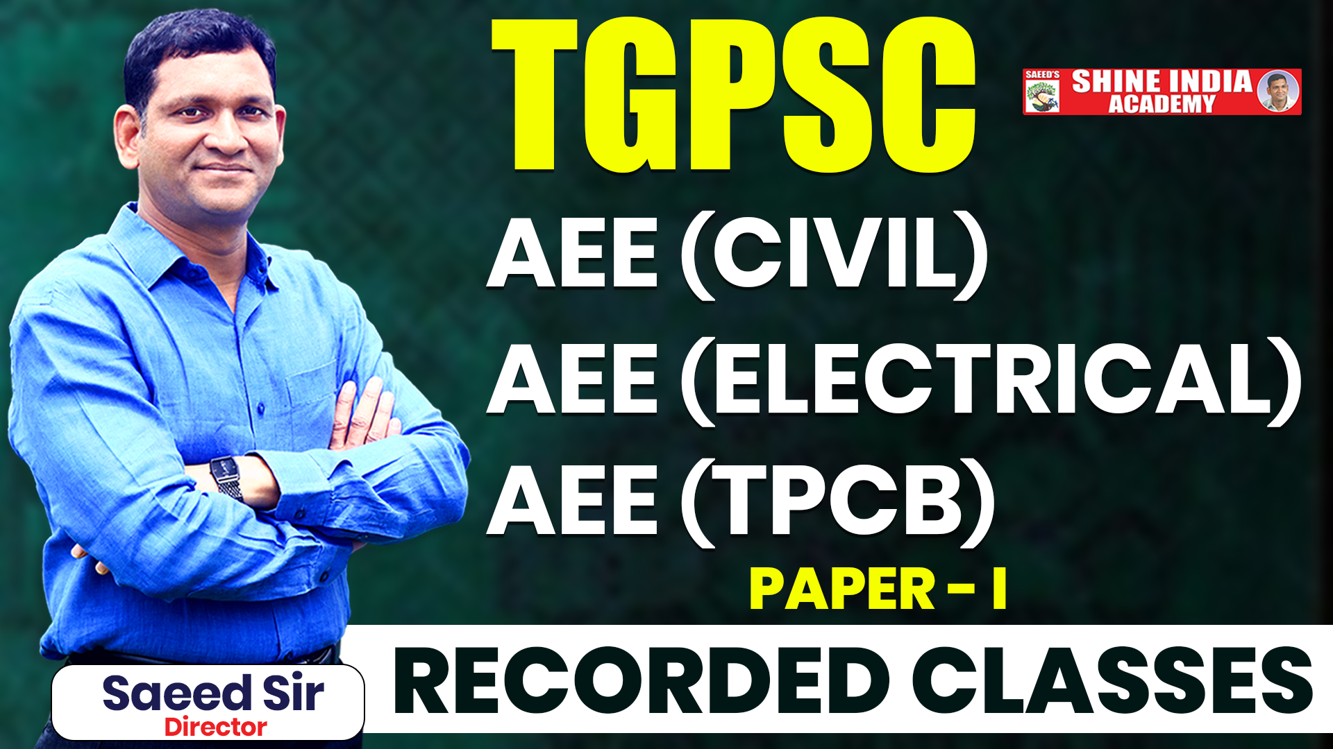 TGPSC PAPER -I AEE (CIVIL) , AEE (ELECTRICAL) & AEE ( TPCB)