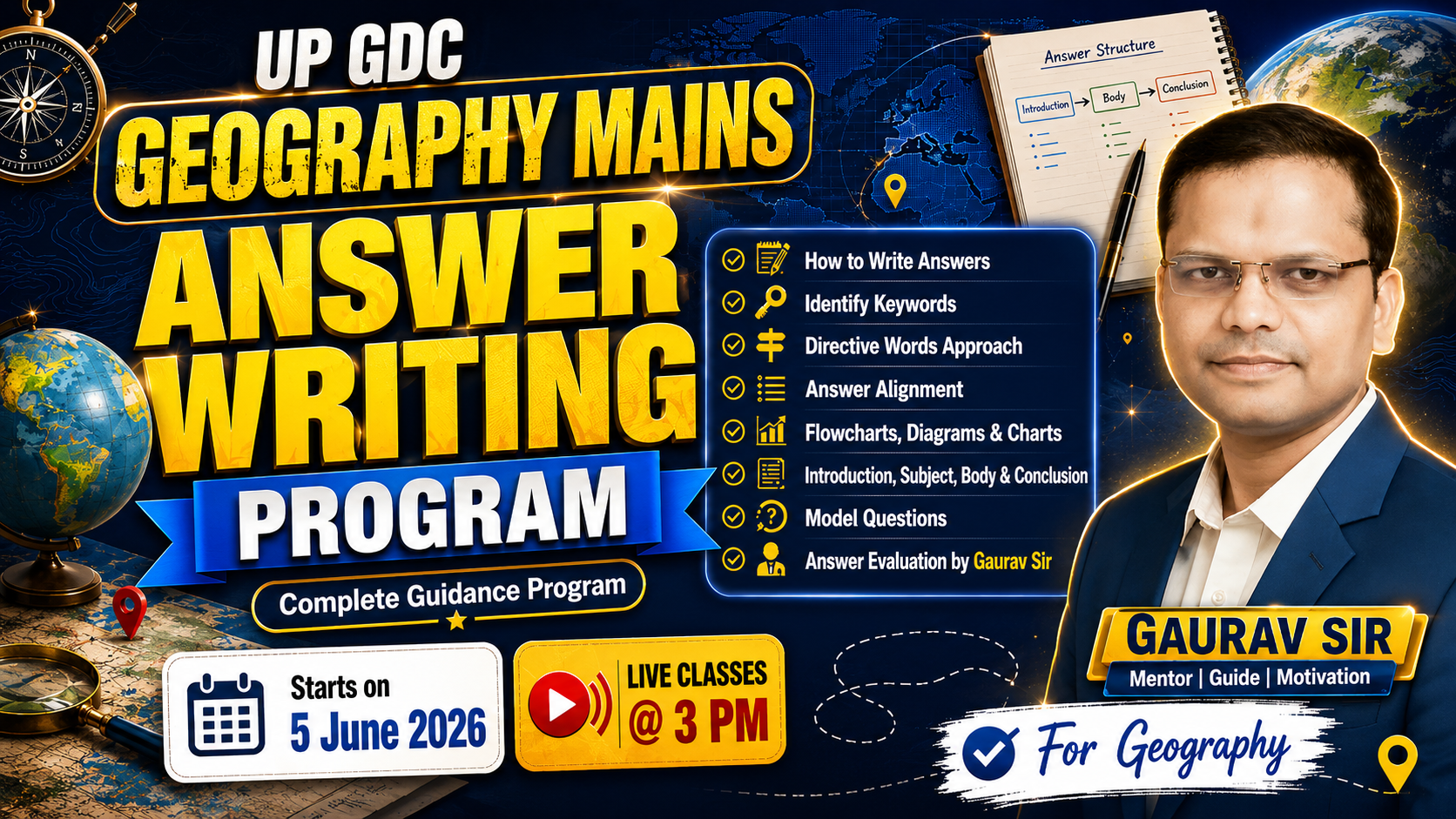 COMING SOON - UP GDC Geography Mains Answer Writing Program 2026