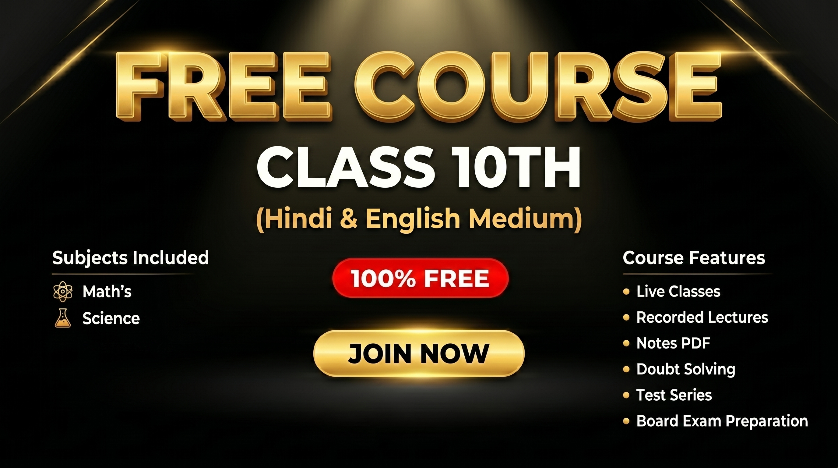 FREE COURSE Class 10th (Hindi & English Medium)