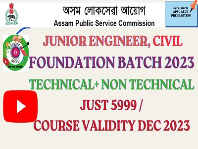 APSC JUNIOR ENGINEER CIVIL+GK ONE YEAR RECORDED VIDEO