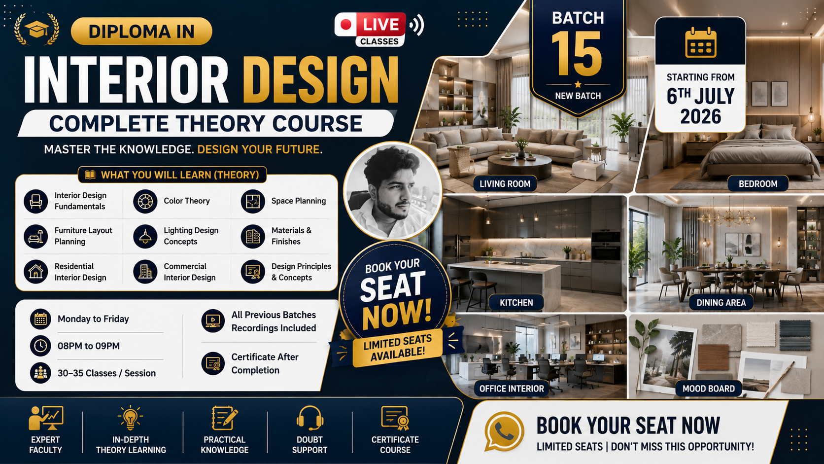   Diploma in Interior Designing Theory Only Live 🟢