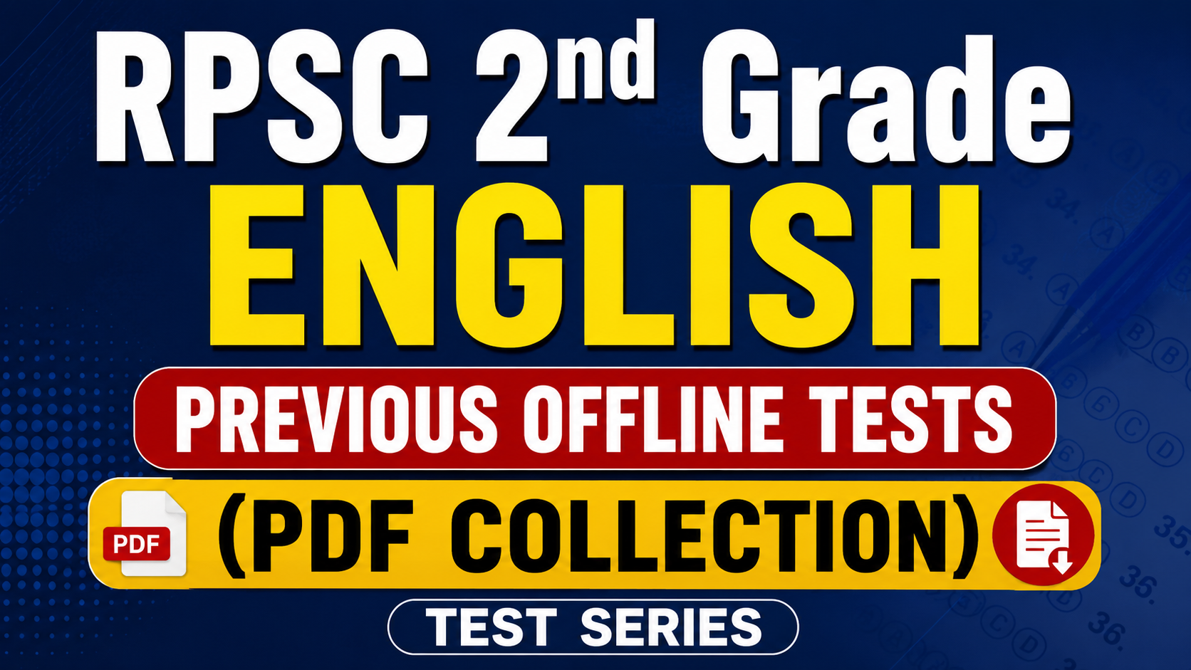 RPSC 2nd Grade English Previous Offline Tests (PDF Collection)