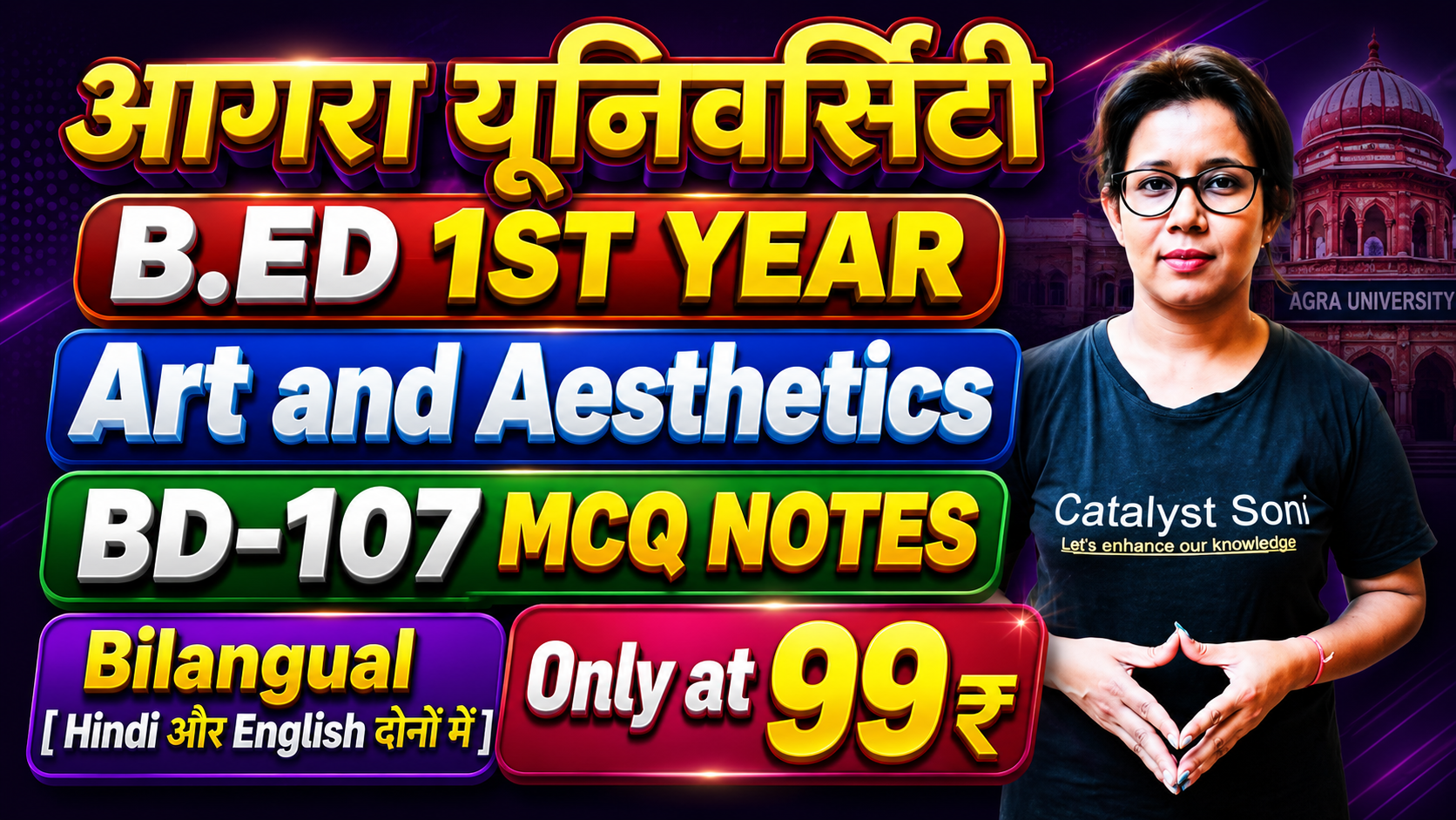Art and Aesthetics (Paper-6) MCQ Notes Agra B.ed 1st Year 2026
