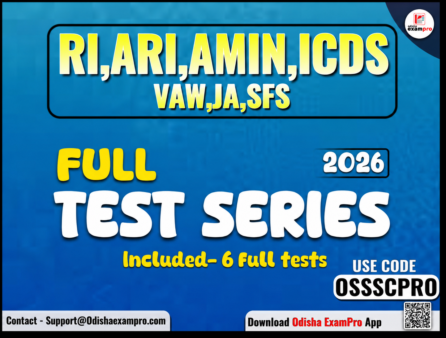 OSSSC RI,ARI,AMIN,ICDS,VAW,JA,SFS-TEST SERIES