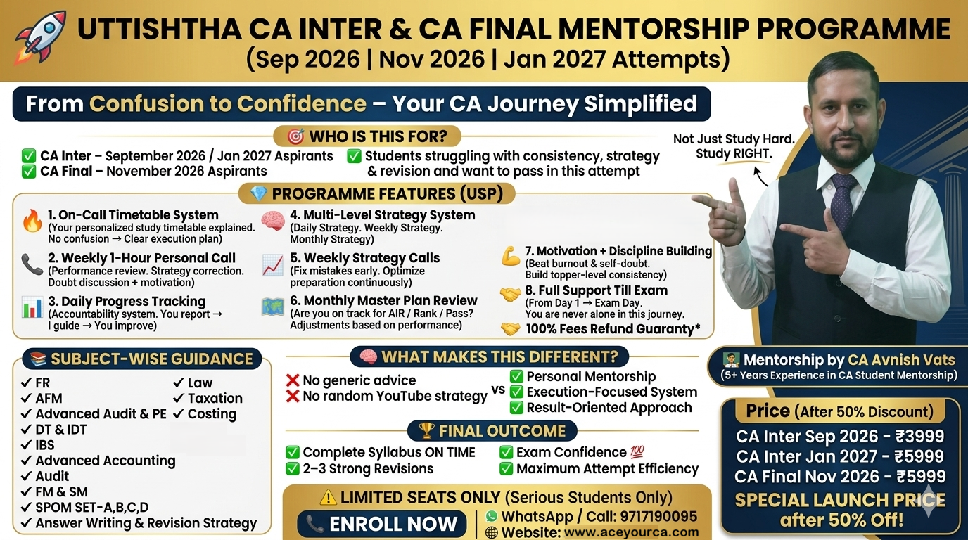 UTTISHTHA MENTORSHIP BATCH - CA INTER SEP 2026
