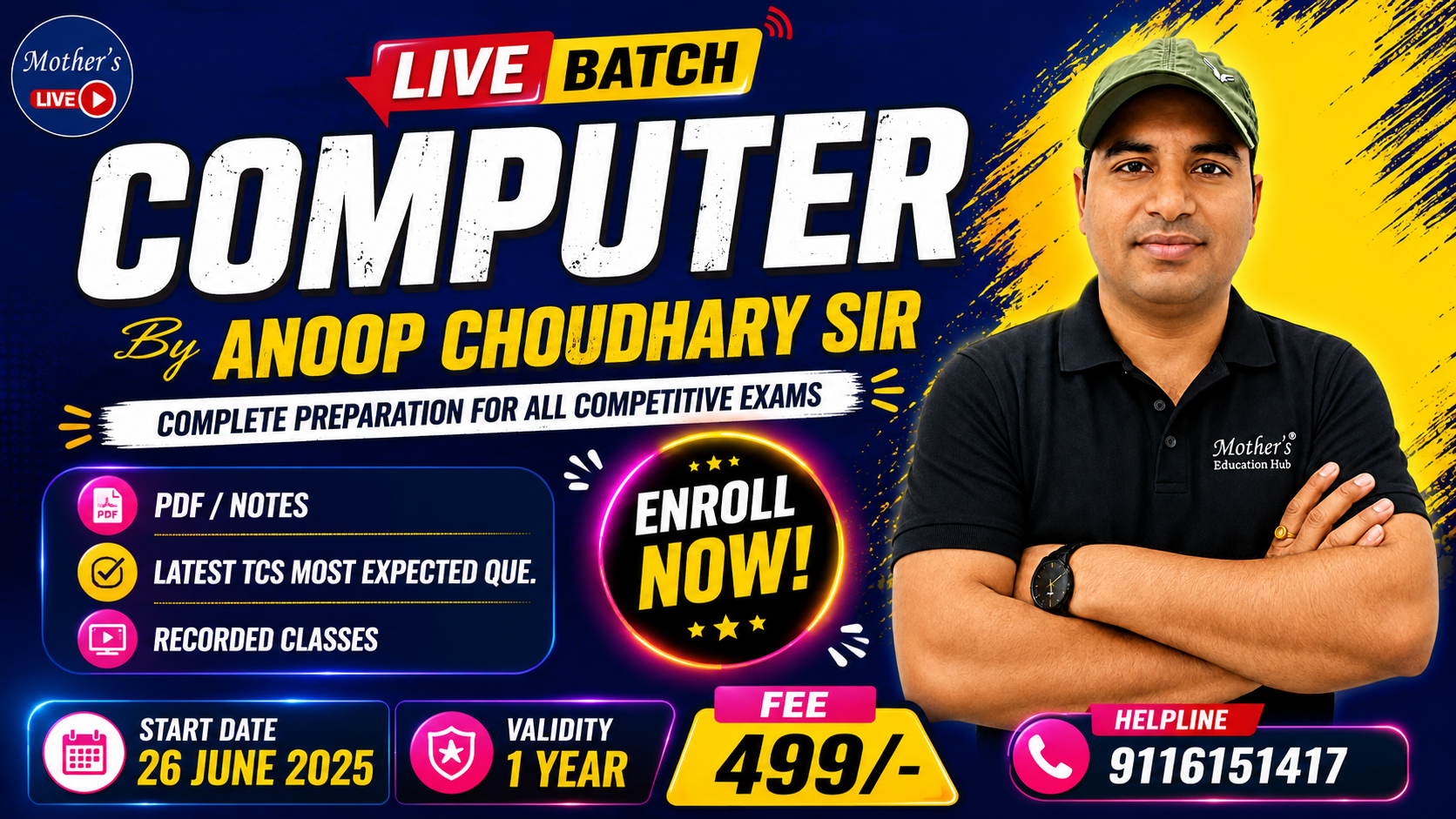 Computer Special Live Batch ( 26 June 2026) By Anoop Sir Registration Open