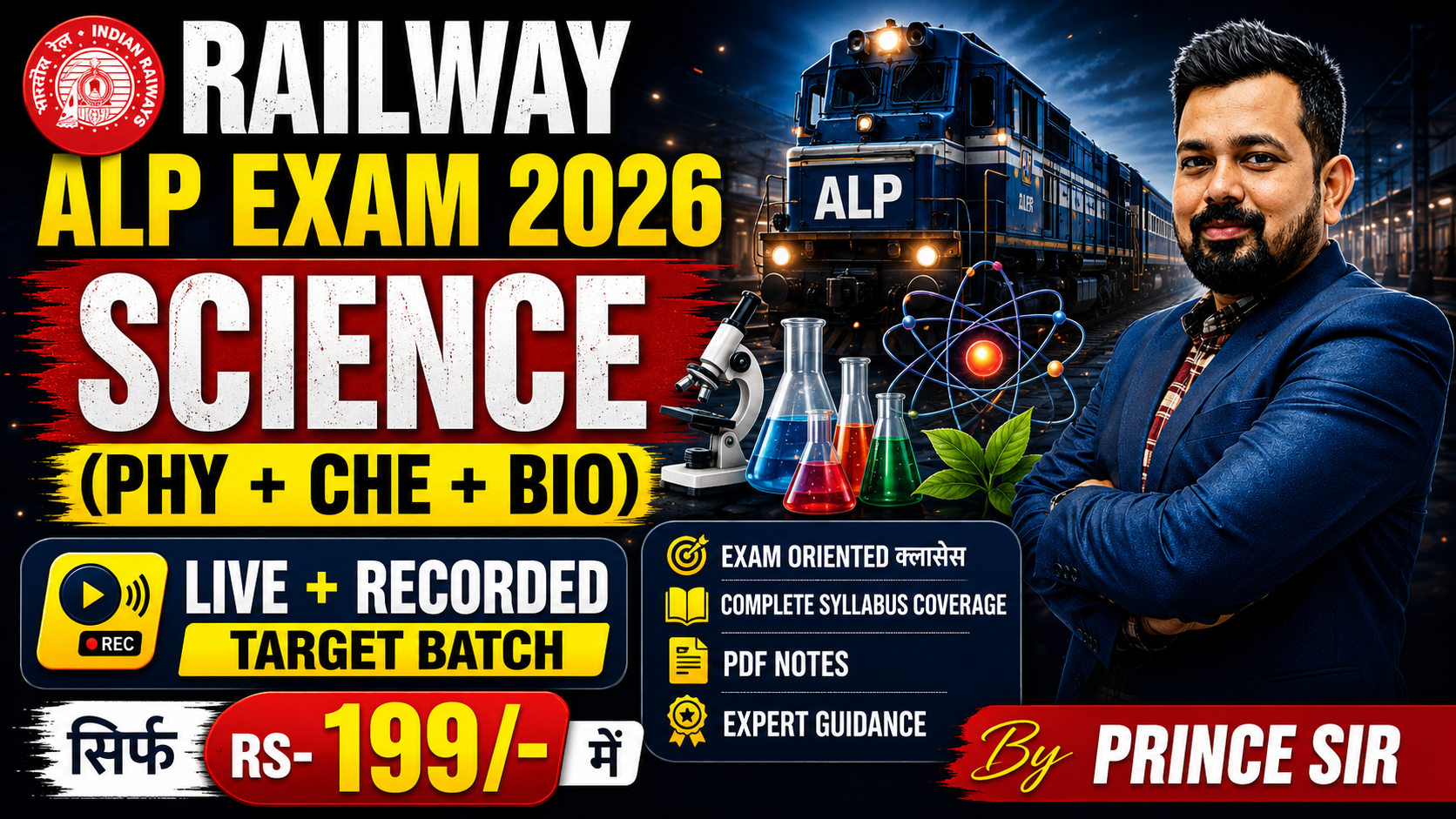 SCIENCE (PHY+CHE+BIO) BATCH FOR RAILWAY EXAM-2026  BY PRINCE SIR