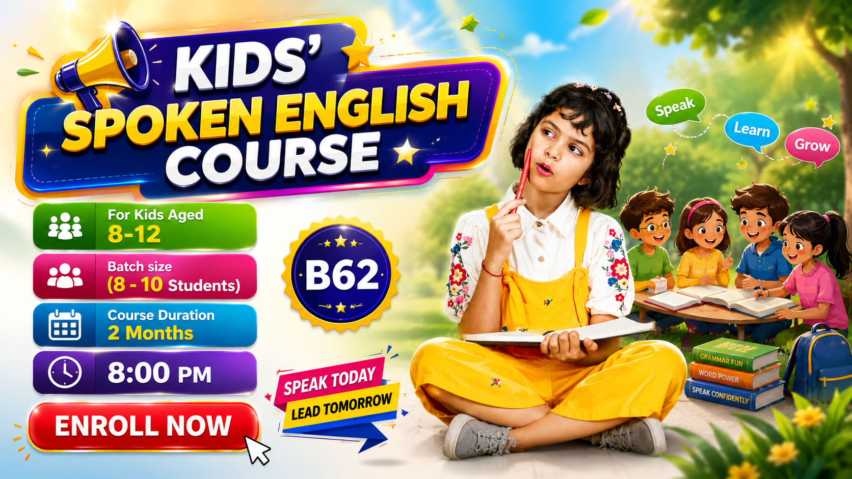Kids English Pro ~ (B62 = 8-12 Year) 8:00 PM