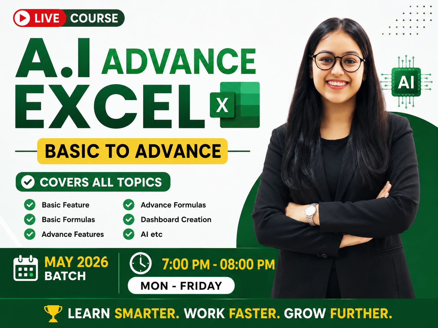 Excel Advanced with AI – Live Course (Basic to Advanced)