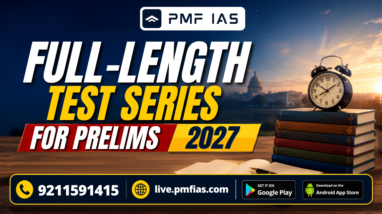 PMF IAS Full-Length Test Series for Prelims 2027 (20 FLTs | 2,000 MCQs | Static + Current Affairs | Live + Recorded Test Discussion Videos)