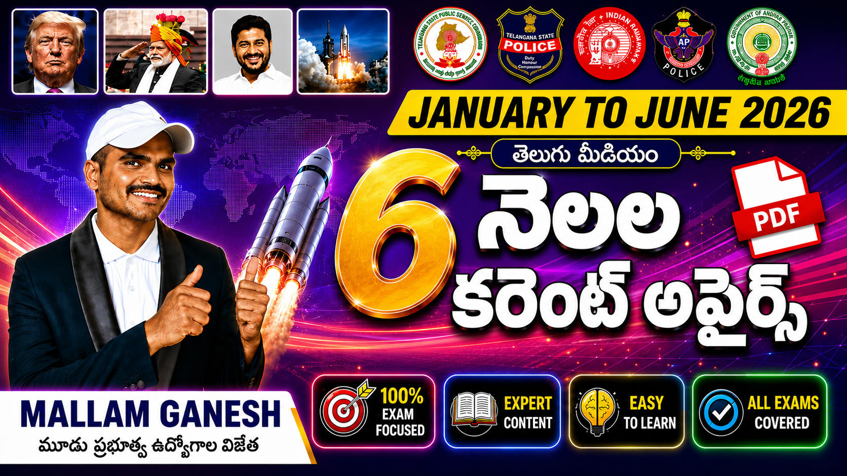 🚨6 నెలల కరెంట్ అఫైర్స్ 2026 (తెలుగు) (జనవరి - జూన్)