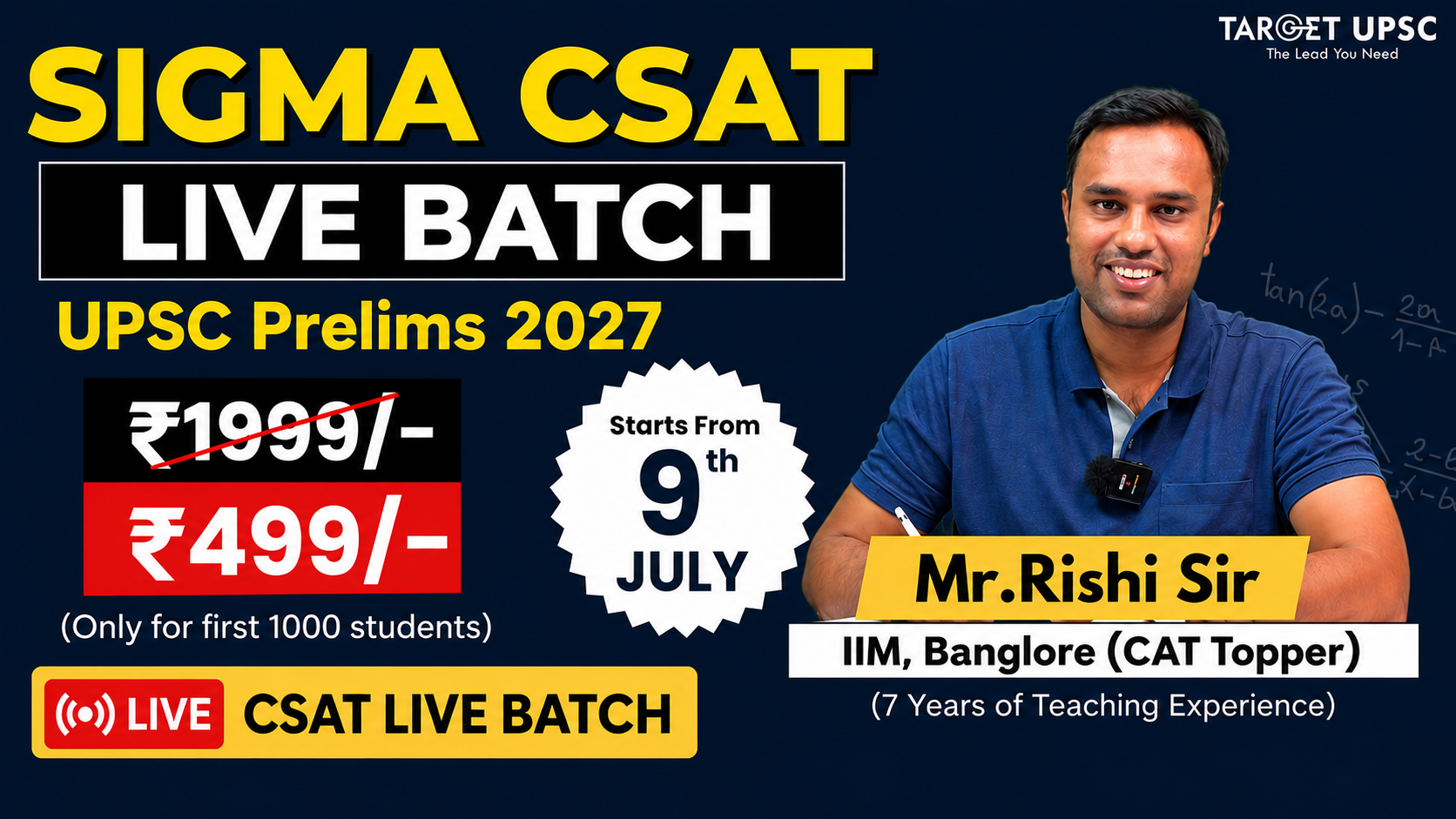 SIGMA CSAT Complete Live Batch for 2027 ( 9th July )