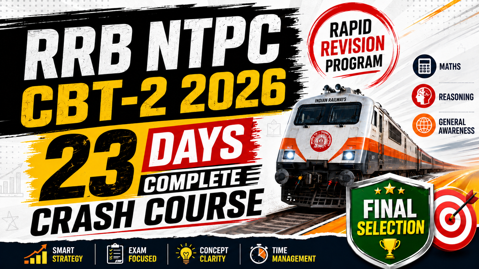 RRB NTPC CBT-2 2026 | 23 Days Complete Crash Course | Rapid Revision Program for Final Selection | Maths, Reasoning & General Awareness *