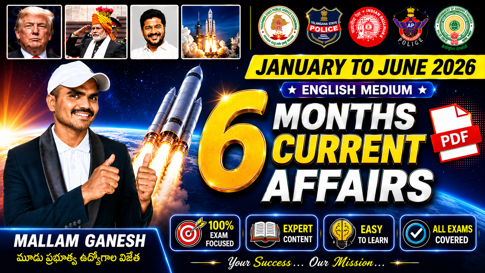 🚨6 Months Current Affairs 2026( English) (January to June)
