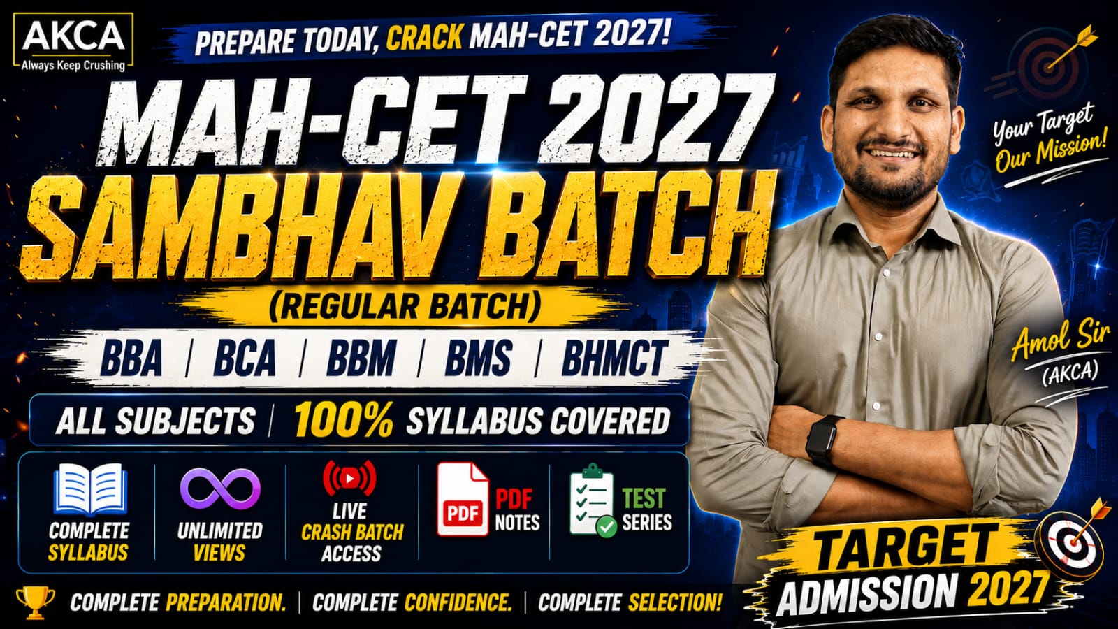 MAH-CET 2027 | REGULAR BATCH | BBA | BCA | BBM | BMS | BHMCT 