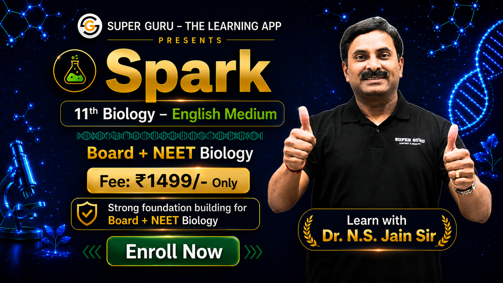 Spark – 11th Biology English Medium | Board + NEET Biology Course