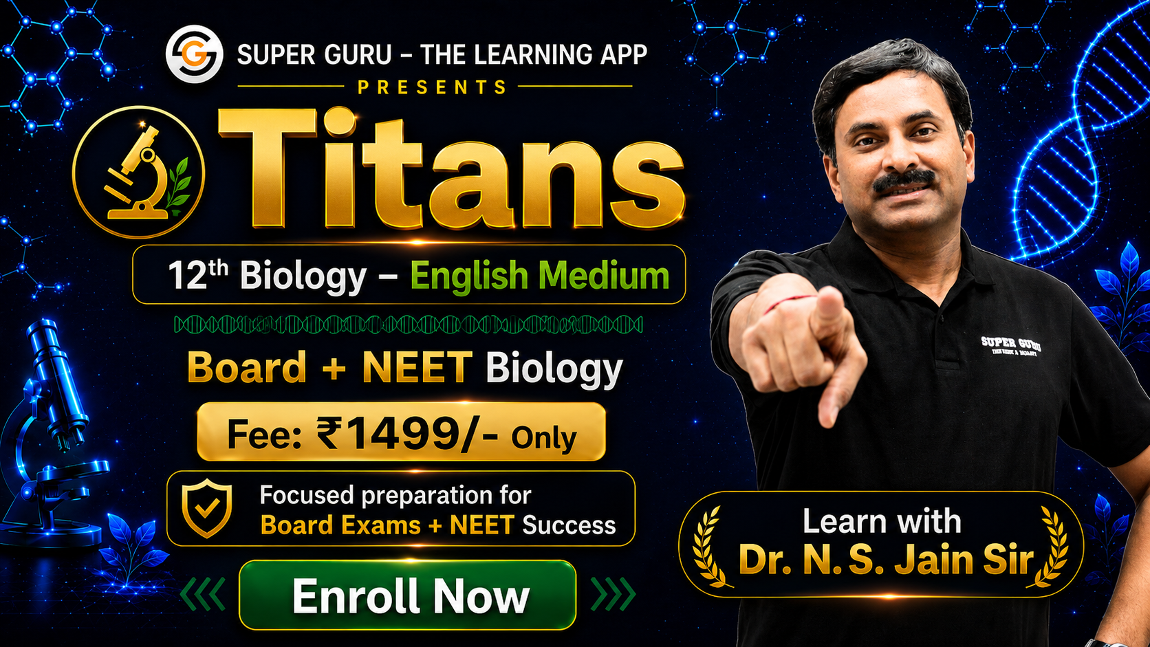 Titans – 12th Biology English Medium | Board + NEET Biology Course