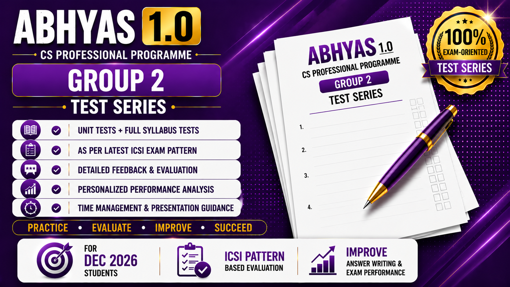 CS Professional Test Series (Scheduled) Group 2 (All Subjects) - Dec 2026