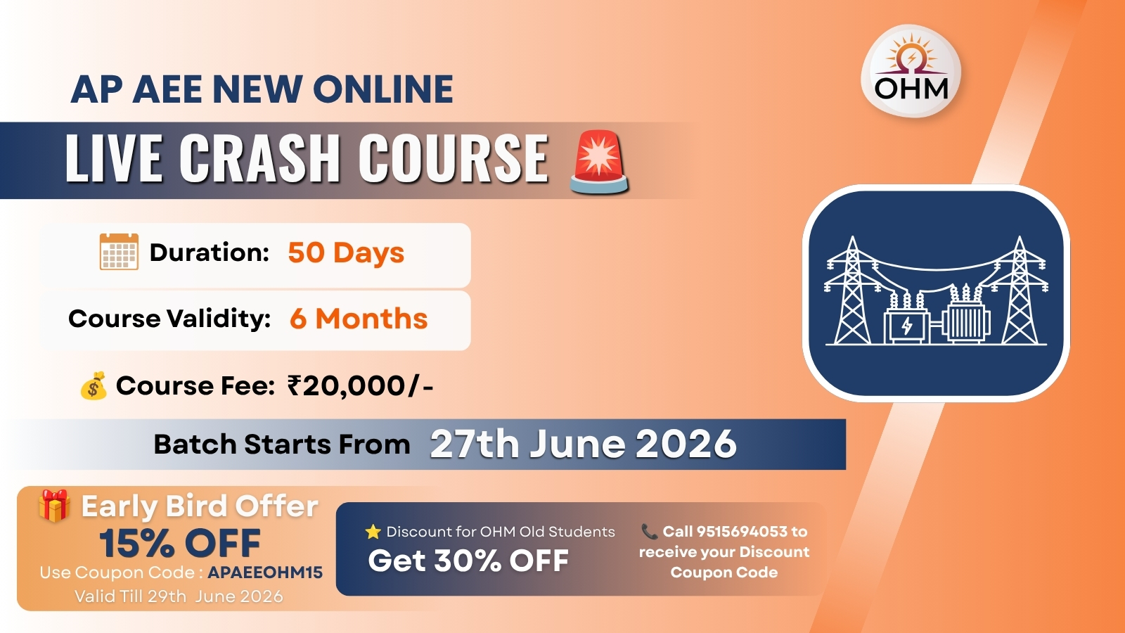 Live Crash Course for AP TRANCO, GENCO, DISCOMs (AEE) (2026) (New Batch)