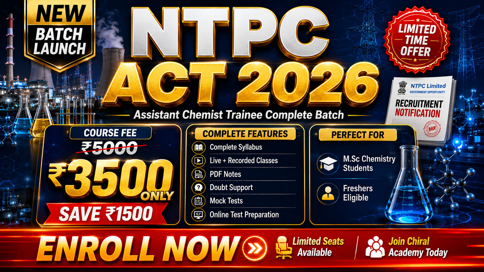 NTPC Assistant Chemist Trainee (ACT) 2026