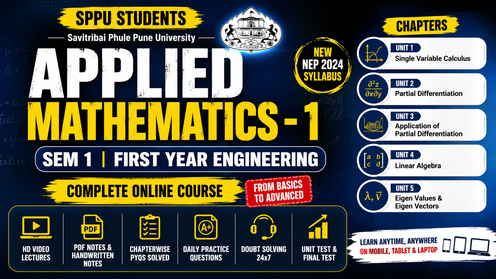 Applied Mathematics 1 Complete Course | SPPU Engineering Sem 1 | NEP 2024 | First Year Engineering