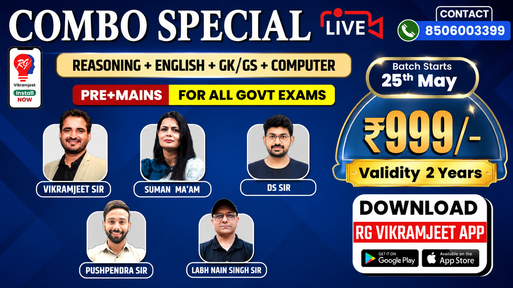 Combo ( PRE + MAINS ) LIVE New Batch( Reasoning + English + GK / GS ) starts from 25TH MAY 2026 Updated
