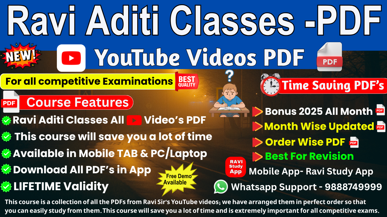 Ravi Aditi Classes YouTube Video PDF Notes 