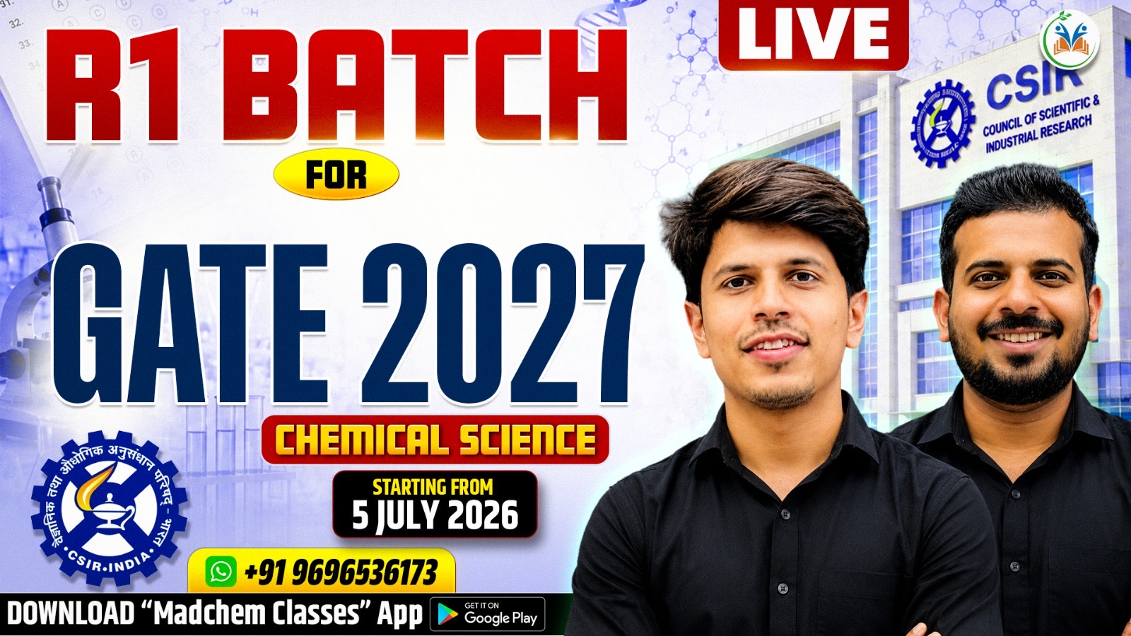 R1 Batch for GATE 2027 Chemical Science Live 