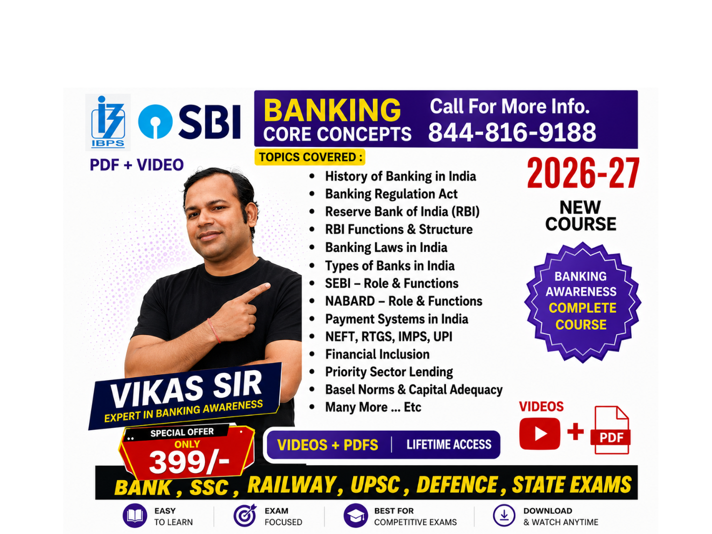 Banking Core Concepts: History, RBI, Banking Act, SEBI, NABARD, NEFT, RTGS & More | Videos + PDFs
