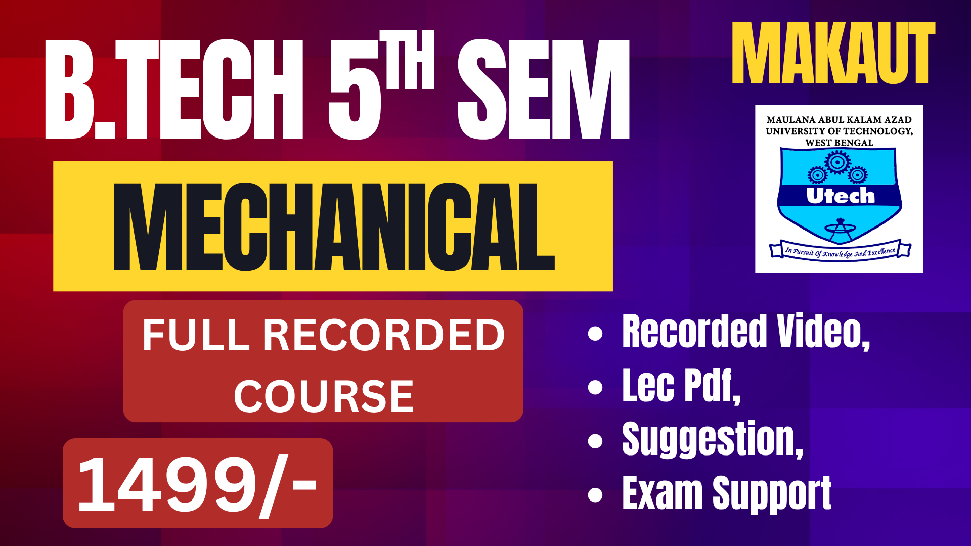 B.Tech 5th Sem ME 2026