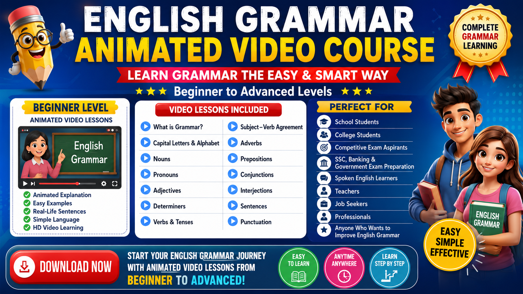 Basic Level-I English Grammar Course (Animation)