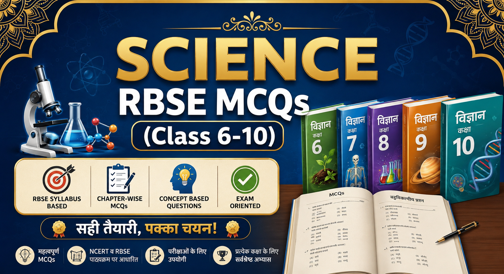 Science RBSE MCQs (Class 6-10)