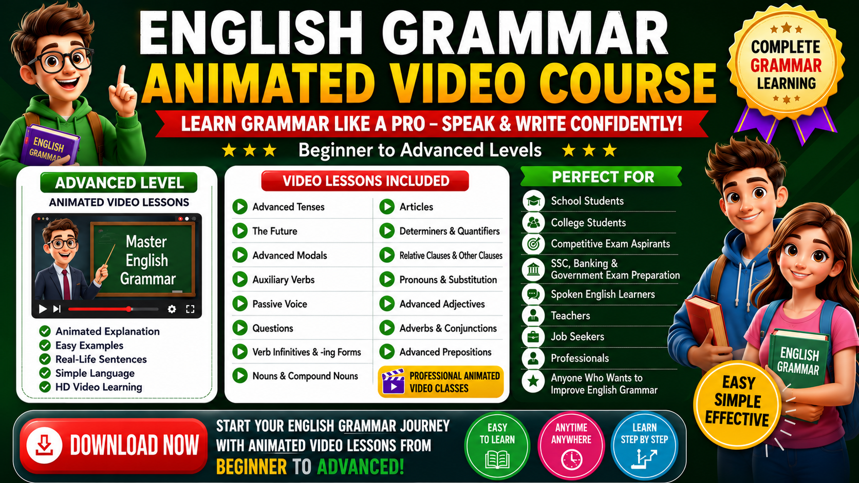 Advance Level-III English Grammar Course (Animation)
