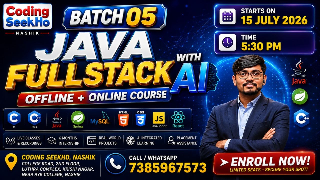 15 July- Live B5: Java Full Stack 5:30 PM Nashik