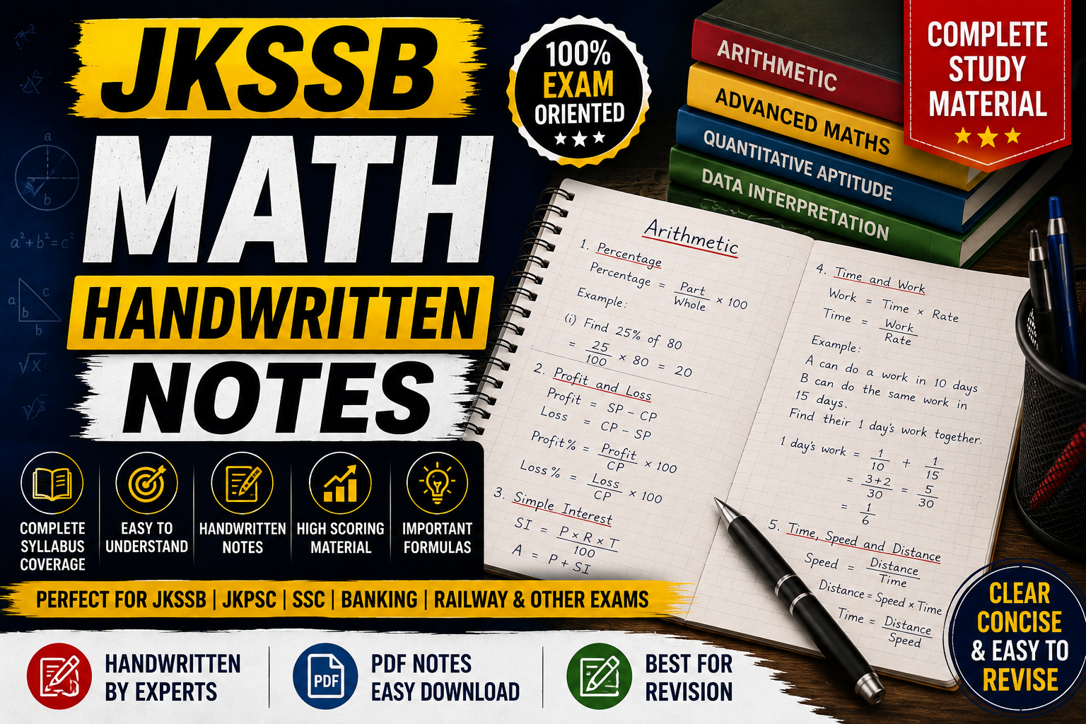 JKSSB Math Handwritten Notes – Complete Notes for All Exams