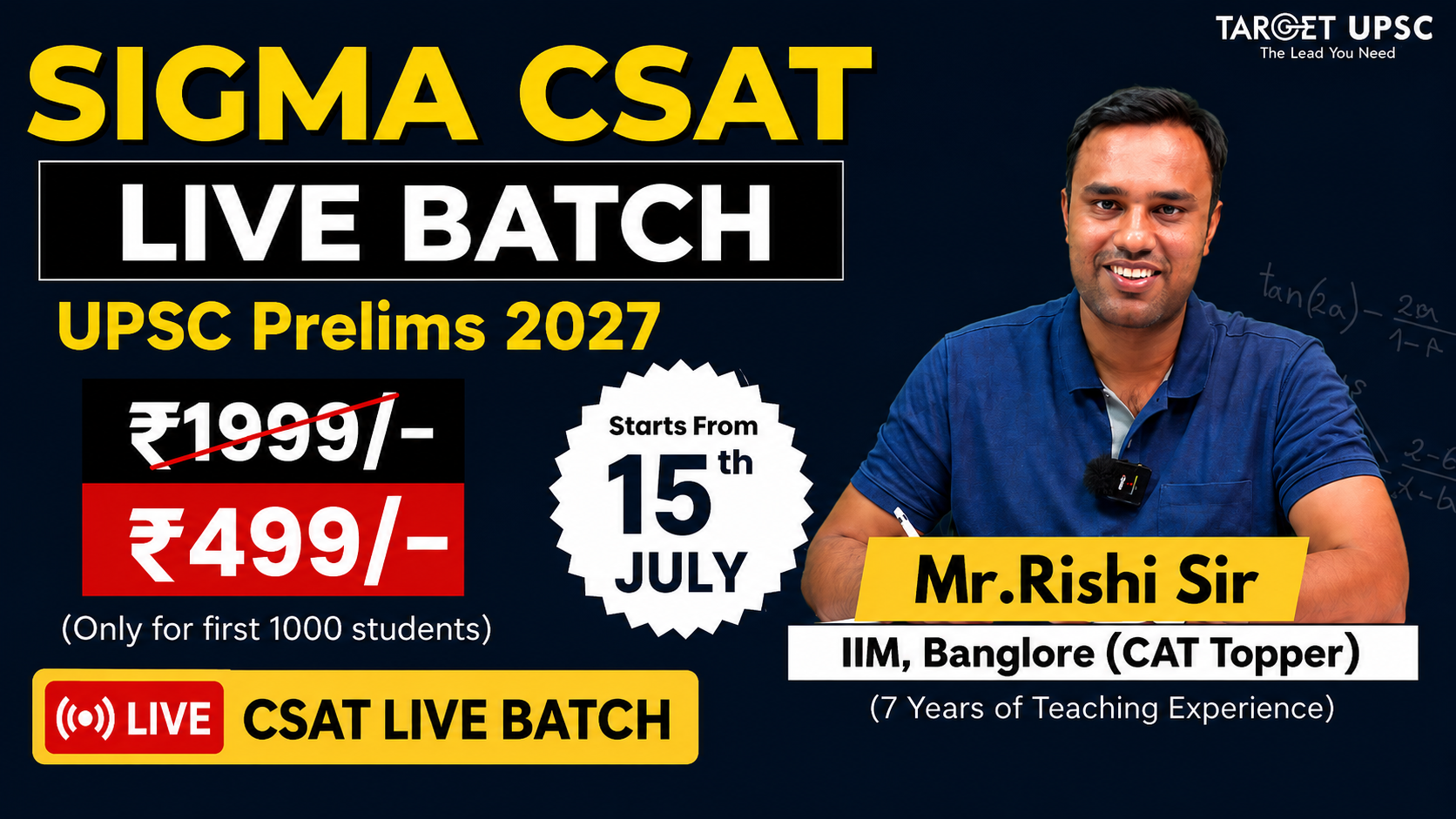 SIGMA CSAT Complete Live Batch for 2027 ( 15th July )