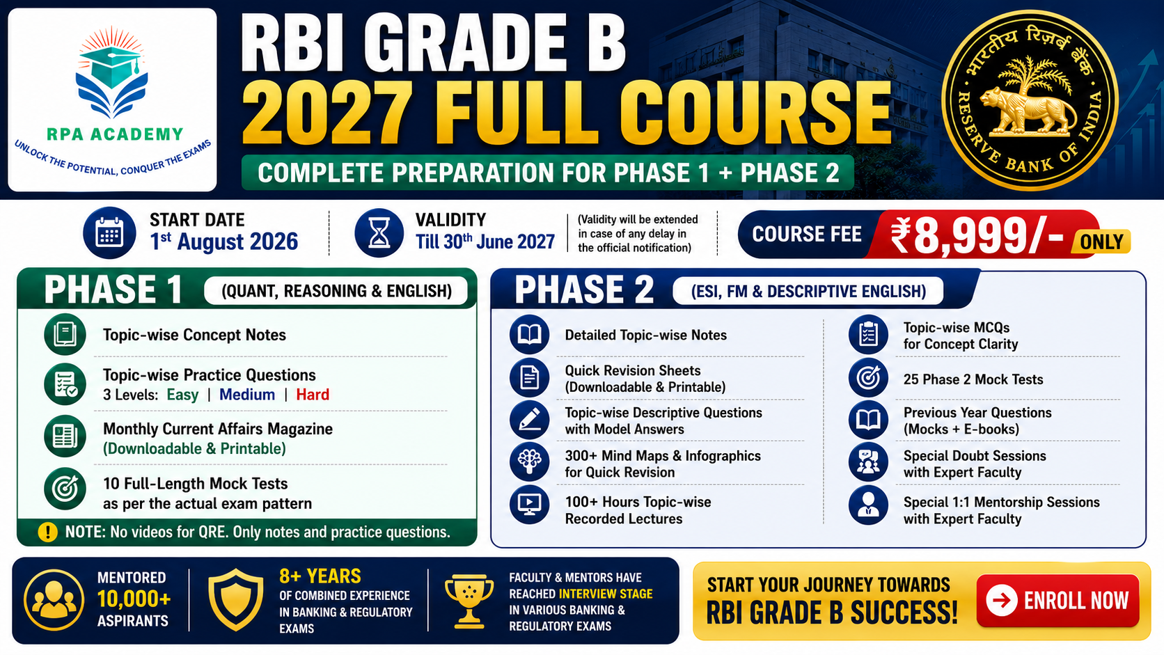 RBI GRADE B 2027 COURSE