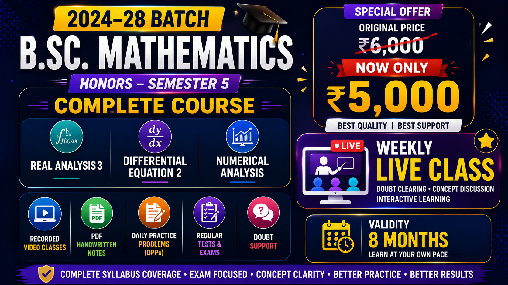 5th Sem (Recorded Classes + PDF Notes + Live Classes) 2024–28 Complete Course