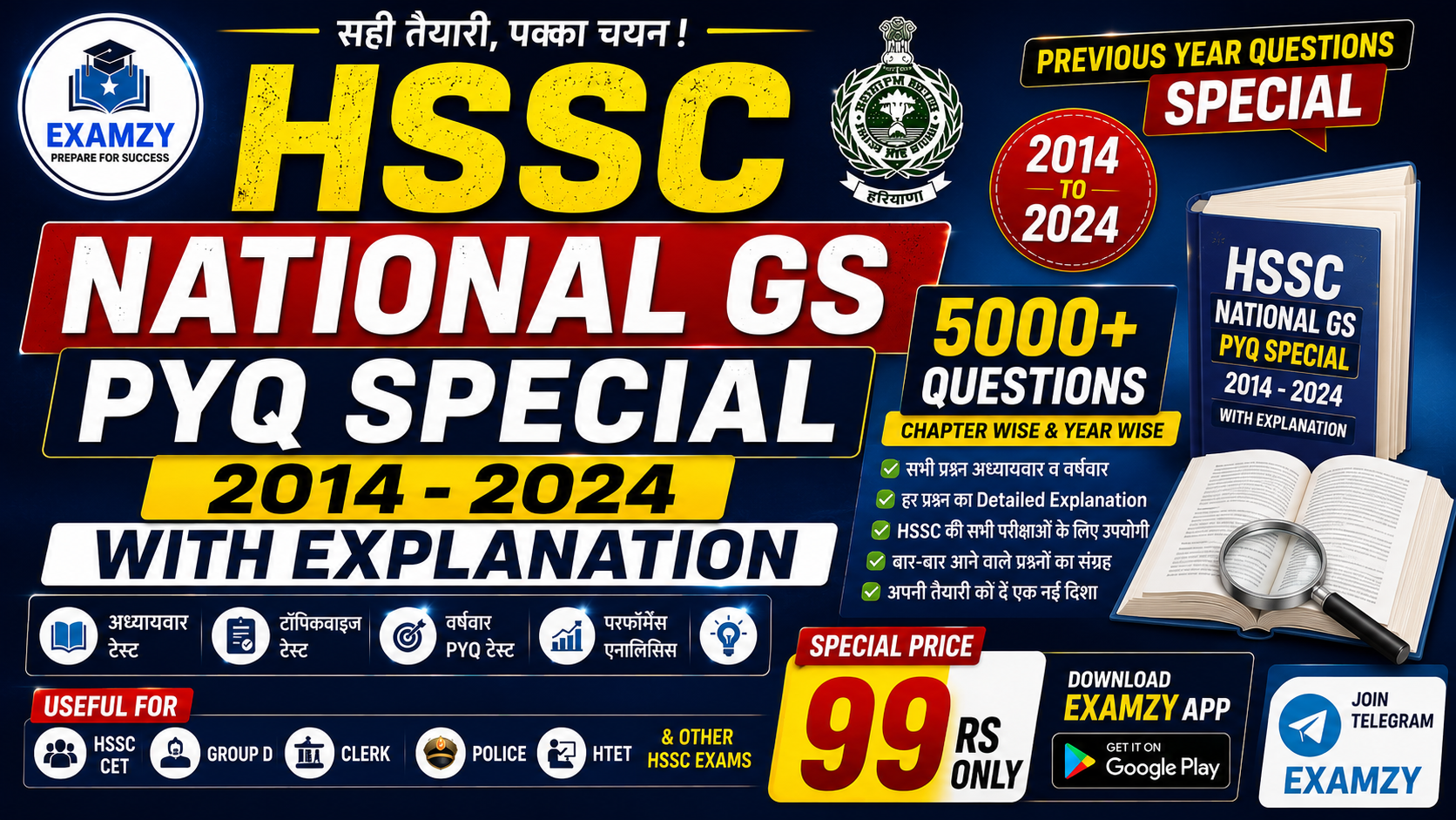 HSSC National GS PYQ Special 2014 - 2024 With Explanation