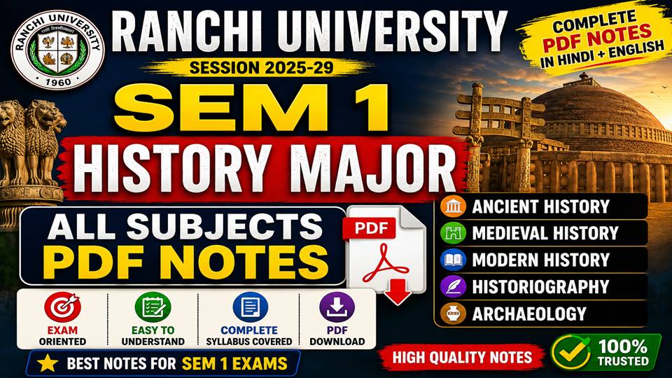 SEM 1 HISTORY MAJOR RANCHI UNIVERSITY PDF NOTES