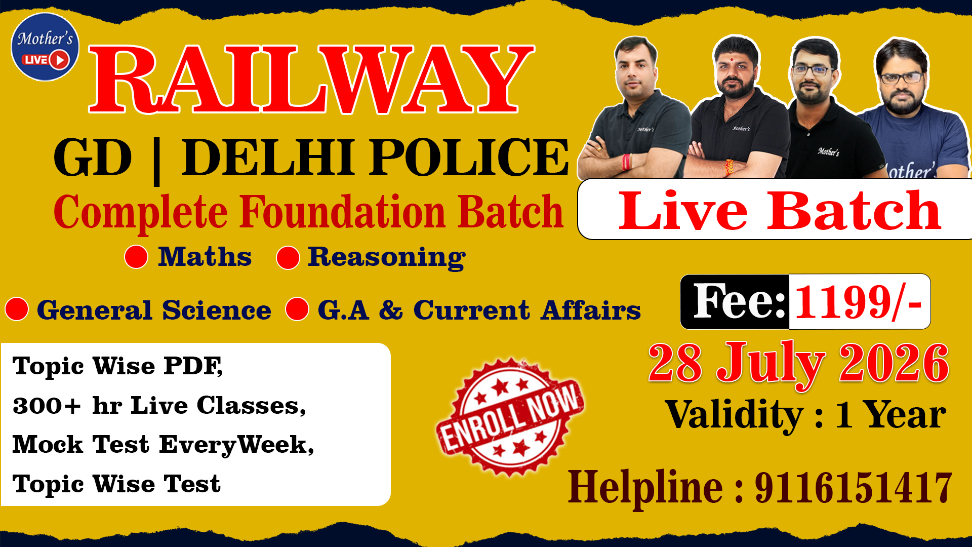 Railway Complete Foundation Batch 28 July 2026 By Rajesh Nehra Sir