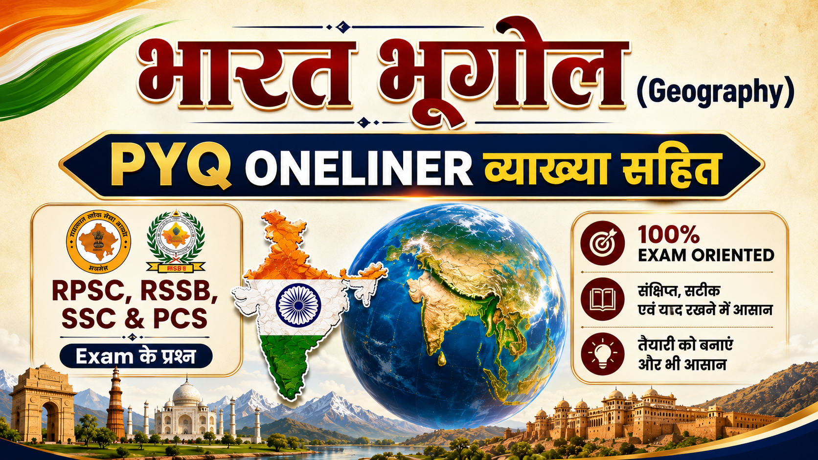 भारत भूगोल (Geography) PYQ Oneliners