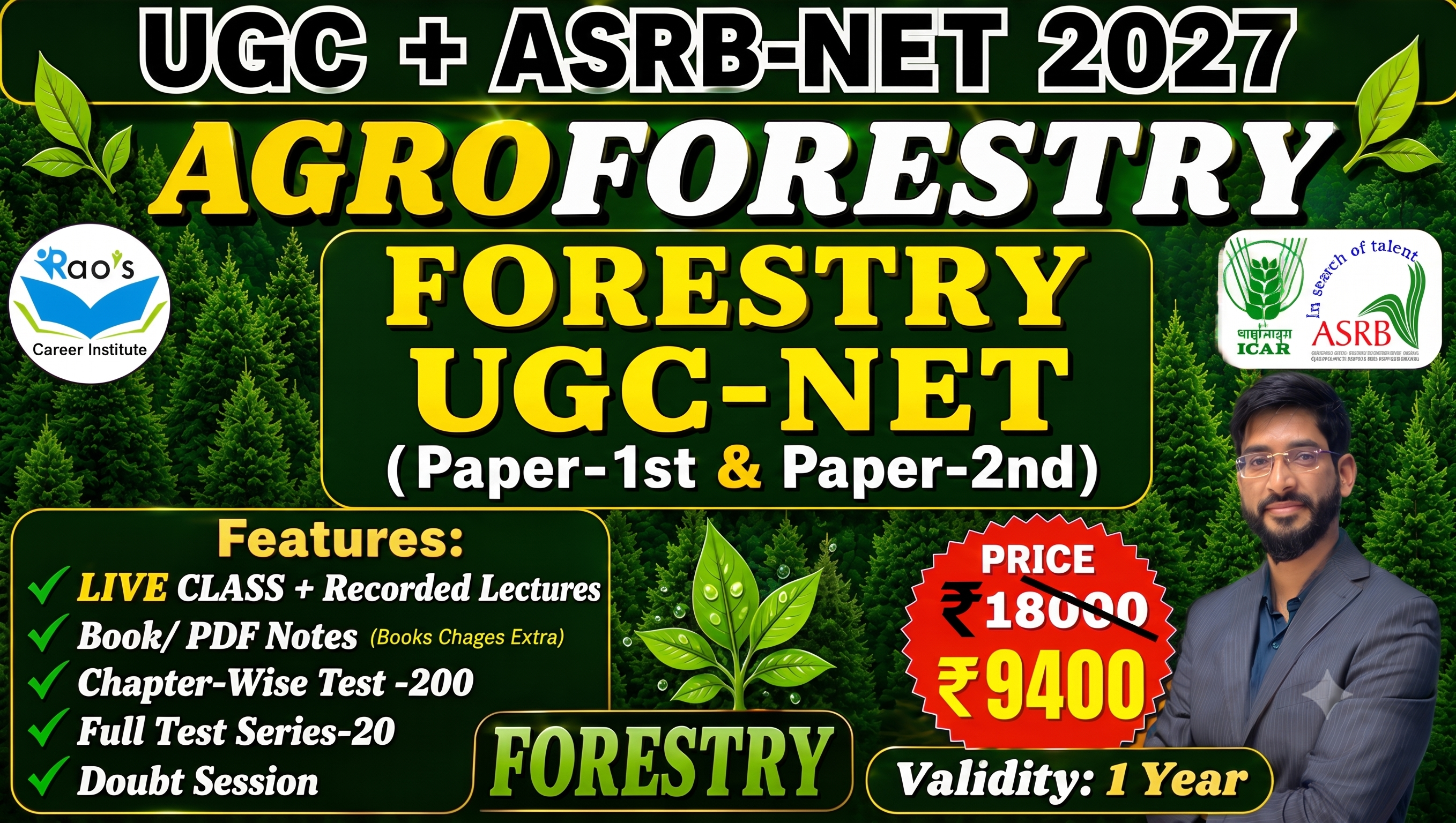 FORESTRY & AGROFORESTRY UGC  and ASRB-NET SRF EXAM 2027 || LIVE BATCH 