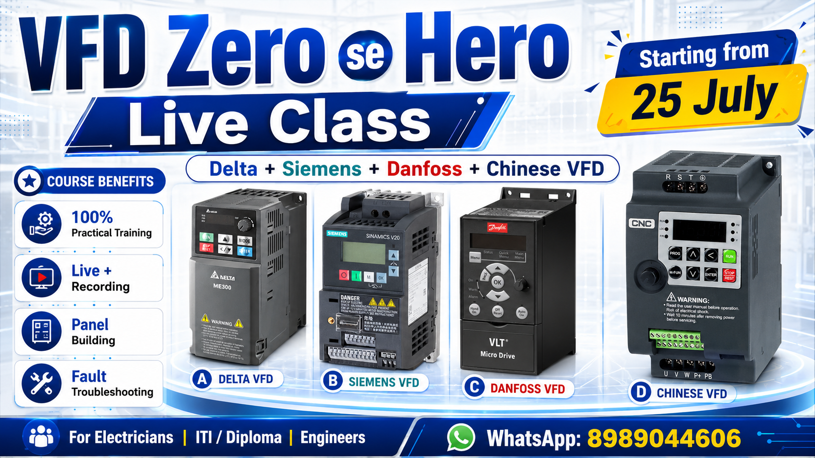 Industrial Level VFD Practical Live Training Program