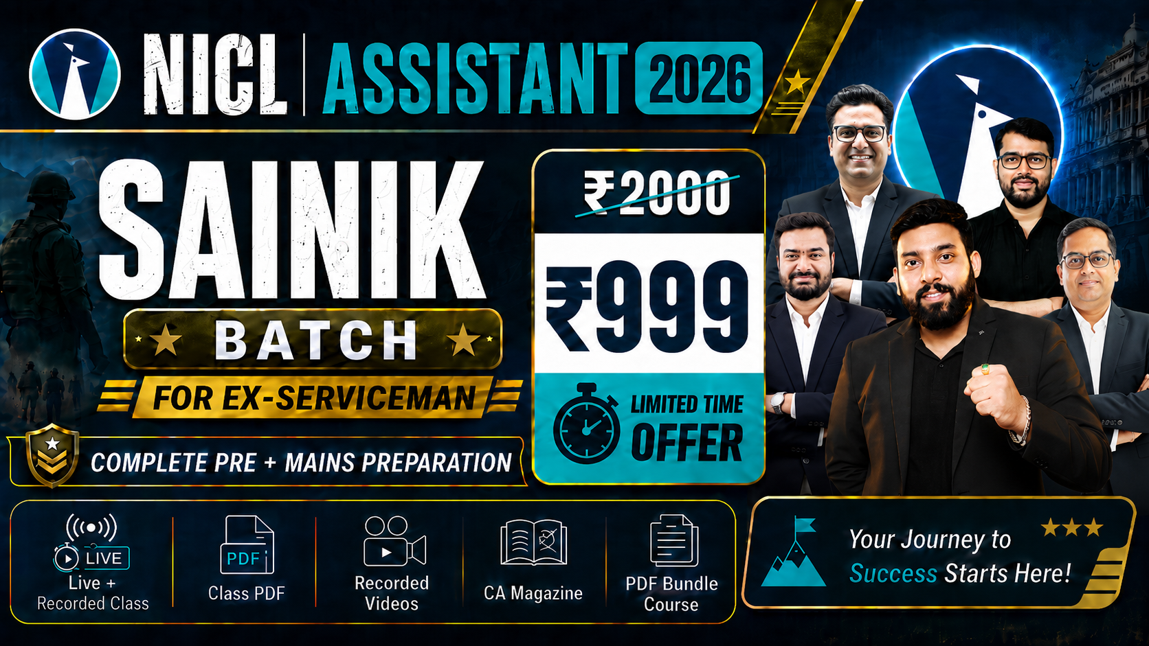 NICL Assistant 2026 Sainik Batch for Ex-Servicemen | Prelims + Mains Course