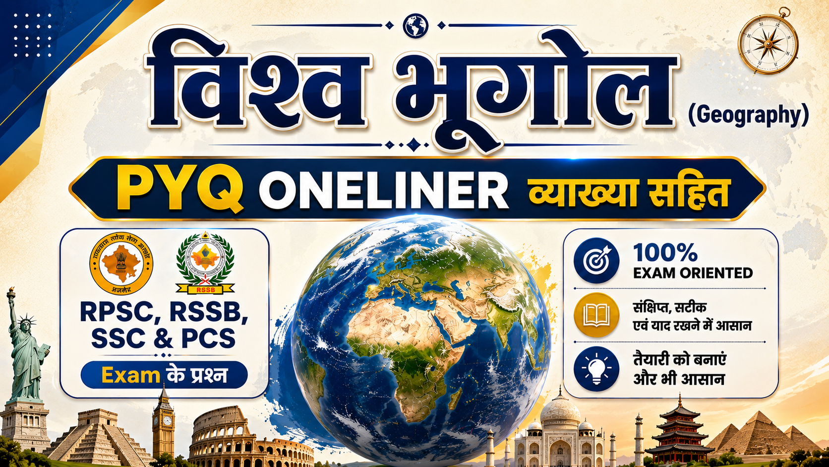 विश्व भूगोल (Geography) PYQ Oneliners